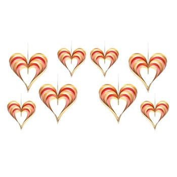 Set 8 Ghirlande decorative suspendate cu inimi, pentru petreceri, botez sau nunti, diverse marimi, auriu/roz Set 8 Ghirlande decorative suspendate cu inimi, pentru petreceri, botez sau nunti, diverse marimi, auriu/roz