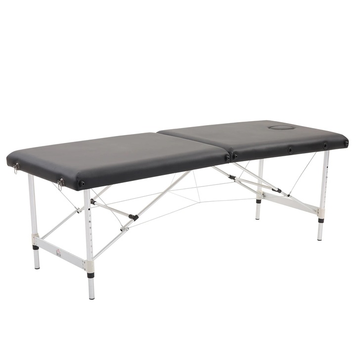 Masa masaj, HomCom,185x70.10 x 58.92, Lemn fag, Negru