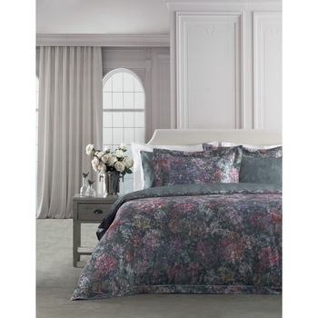 Set lenjerie pentru pat dublu Valeron, Laramie, bumbac 100%, tesatura printata digital, 6 piese, hipoalergenic, calitate premium, verde Set lenjerie pentru pat dublu Valeron, Laramie, bumbac 100%, tesatura printata digital, 6 piese, hipoalergenic, calitate premium, verde