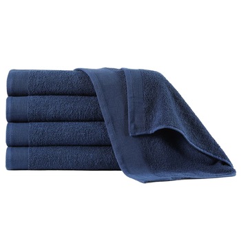 Set 5 prosoape de maini vidaXL, Bumbac, 50 x 100 cm, Albastru Set 5 prosoape de maini vidaXL, Bumbac, 50 x 100 cm, Albastru