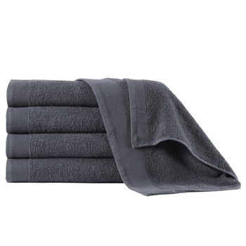 Set 5 prosoape de maini vidaXL, Bumbac, 50 x 100 cm, Gri Set 5 prosoape de maini vidaXL, Bumbac, 50 x 100 cm, Gri