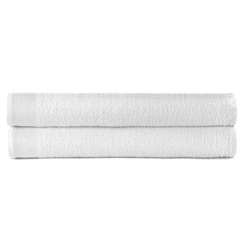 Set 2 prosoape de baie vidaXL, Bumbac, 70 x 140 cm, Alb Set 2 prosoape de baie vidaXL, Bumbac, 70 x 140 cm, Alb