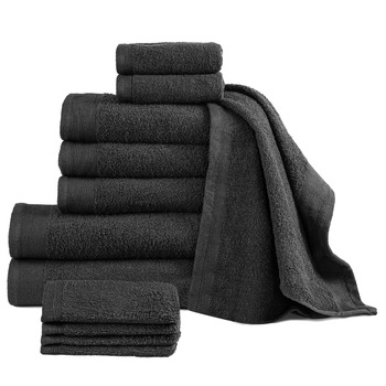 Set de 12 prosoape, vidaXL, Bumbac, 450 g/m², 70 x 140 cm, Negru Set de 12 prosoape, vidaXL, Bumbac, 450 g/m², 70 x 140 cm, Negru