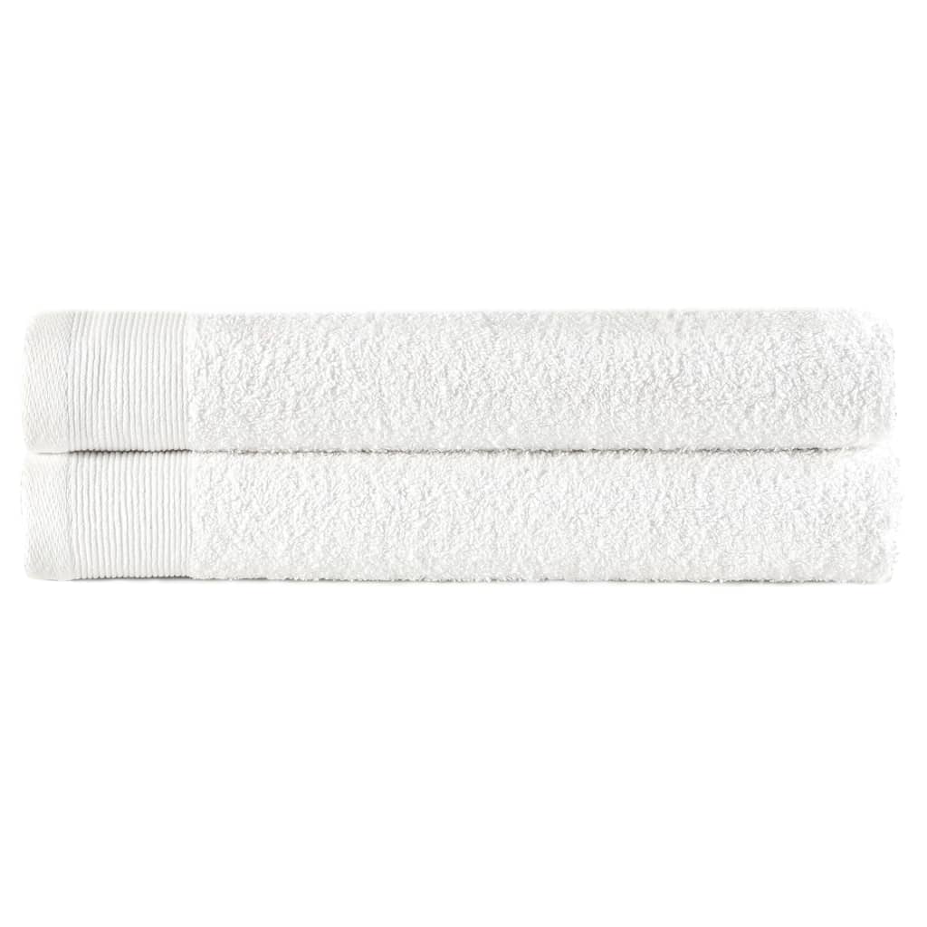 Set 2 prosoape de maini vidaXL, Bumbac, 50 x 100 cm, Alb