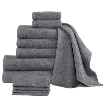 Set de 12 prosoape, vidaXL, Bumbac, 450 g/m², 70 x 140 cm, Gri antracit Set de 12 prosoape, vidaXL, Bumbac, 450 g/m², 70 x 140 cm, Gri antracit