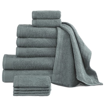 Set de 12 prosoape, vidaXL, Bumbac, 450 g/m², 70 x 140 cm, Verde Set de 12 prosoape, vidaXL, Bumbac, 450 g/m², 70 x 140 cm, Verde