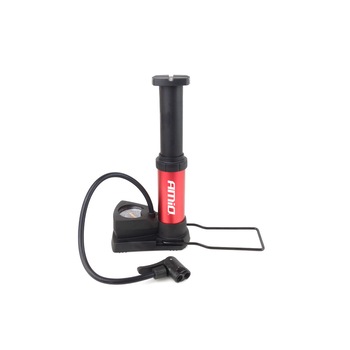 Mini-Pompa metalica, de picior, cu manometru, 11 bar/160 PSI, inaltime pompa 27 cm, 17,5x13x9 cm, compatibila cu valvele auto SCHRADER, PRESTA, DUNLOP, destinat autotusim, bicicleta, plus adaptor pentru saltele si mingi, rosu-negru Mini-Pompa metalica, de picior, cu manometru, 11 bar/160 PSI, inaltime pompa 27 cm, 17,5x13x9 cm, compatibila cu valvele auto SCHRADER, PRESTA, DUNLOP, destinat autotusim, bicicleta, plus adaptor pentru saltele si mingi, rosu-negru