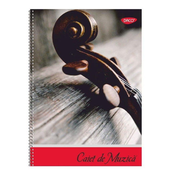 Zenei notebook A4 DACO, spirál, 24 lapos, polikróm borító