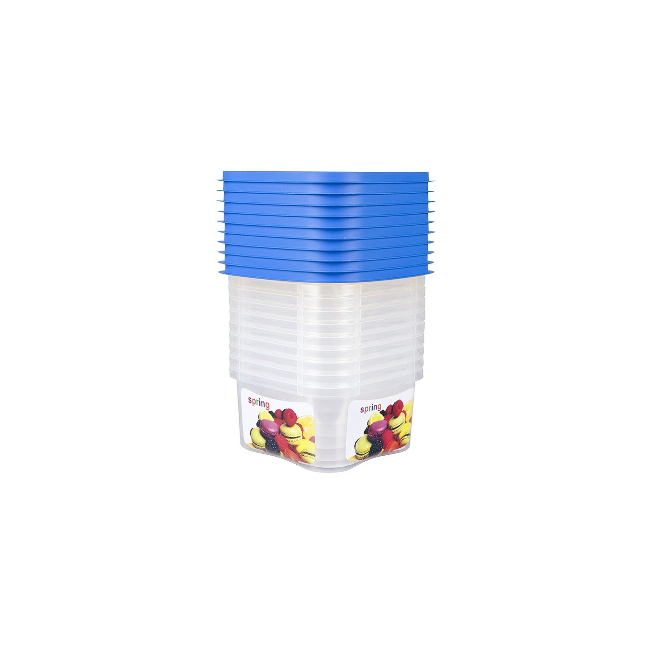 Set 10 cutii alimente, patrate, 630 ml, Rainbow, albastre