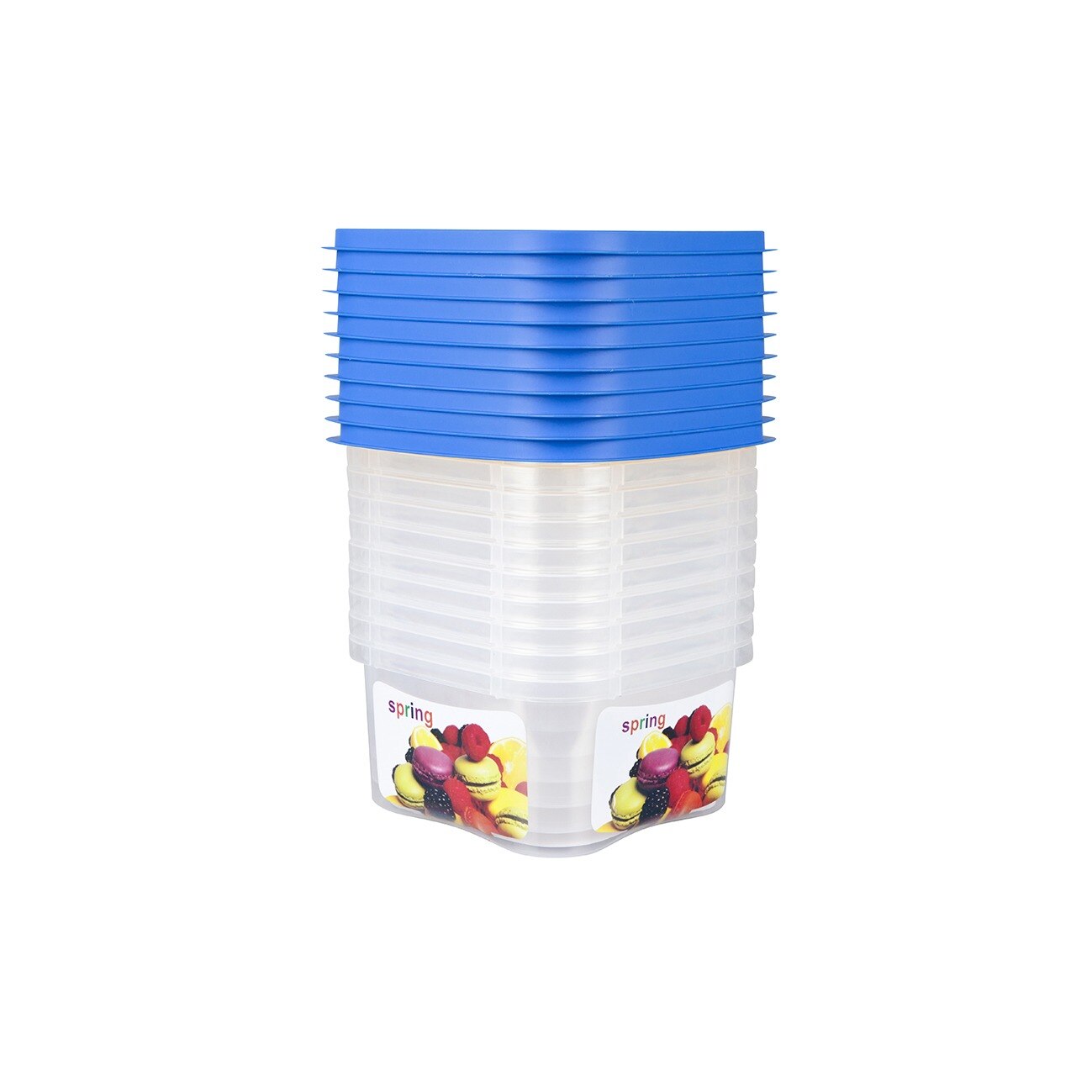 Set 10 cutii alimente, patrate, 1.8 litru, Rainbow, albastre