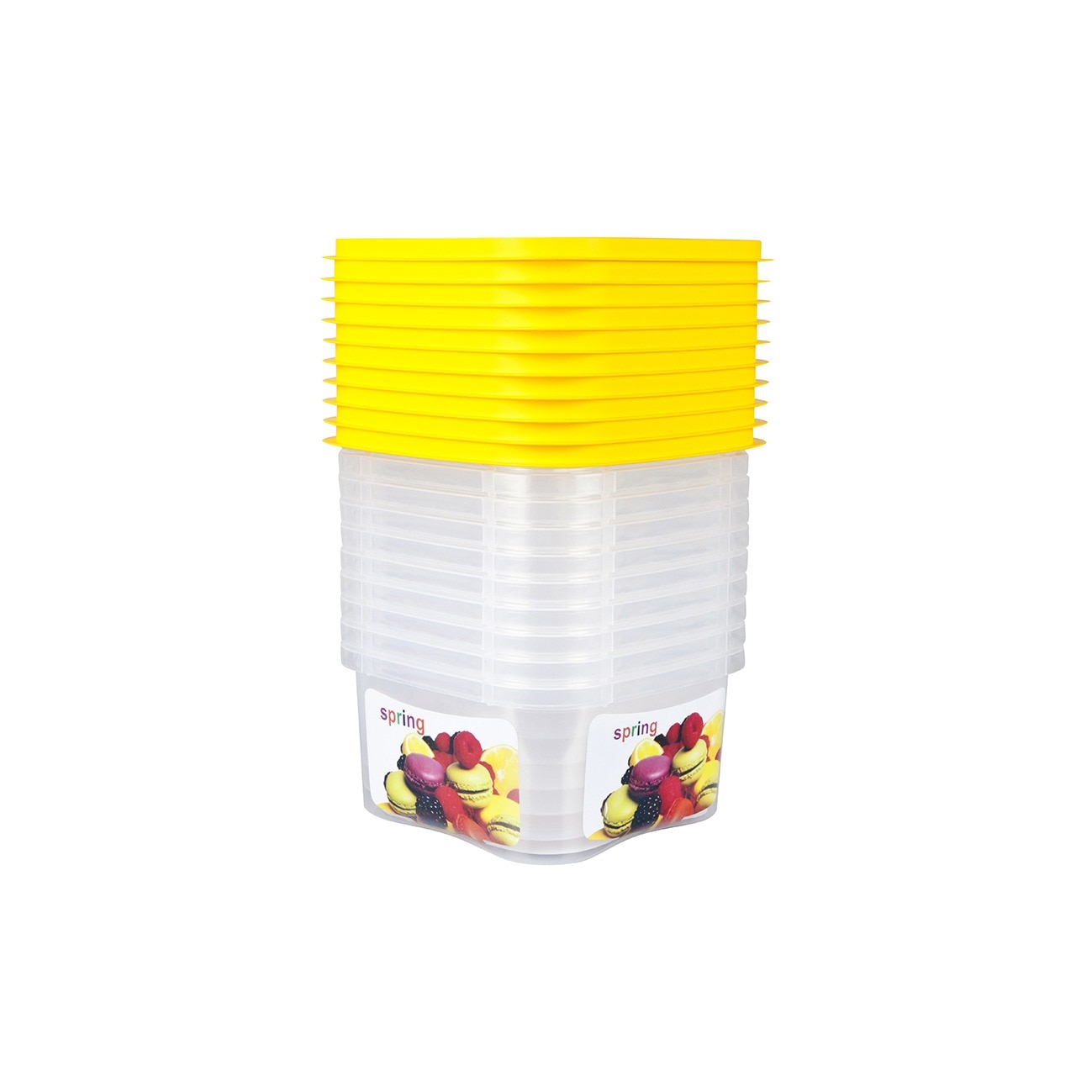 Set 10 cutii alimente, patrate, 1.8 litru, Rainbow, galbene