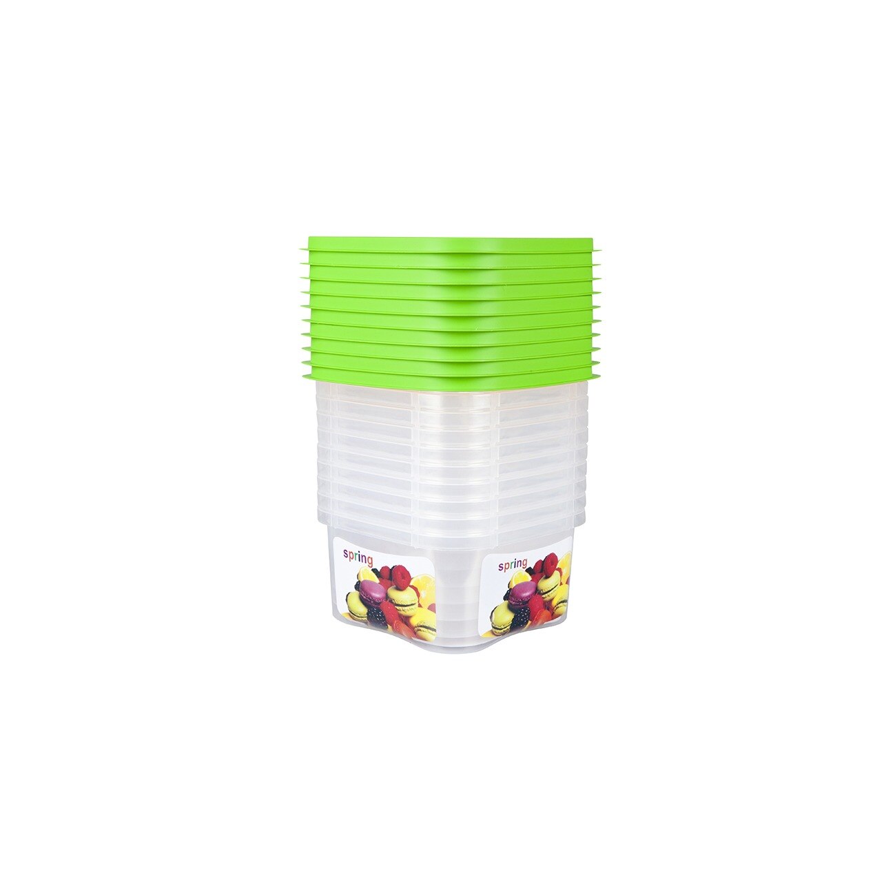 Set 10 cutii alimente, patrate, 630 ml, Rainbow, verzi