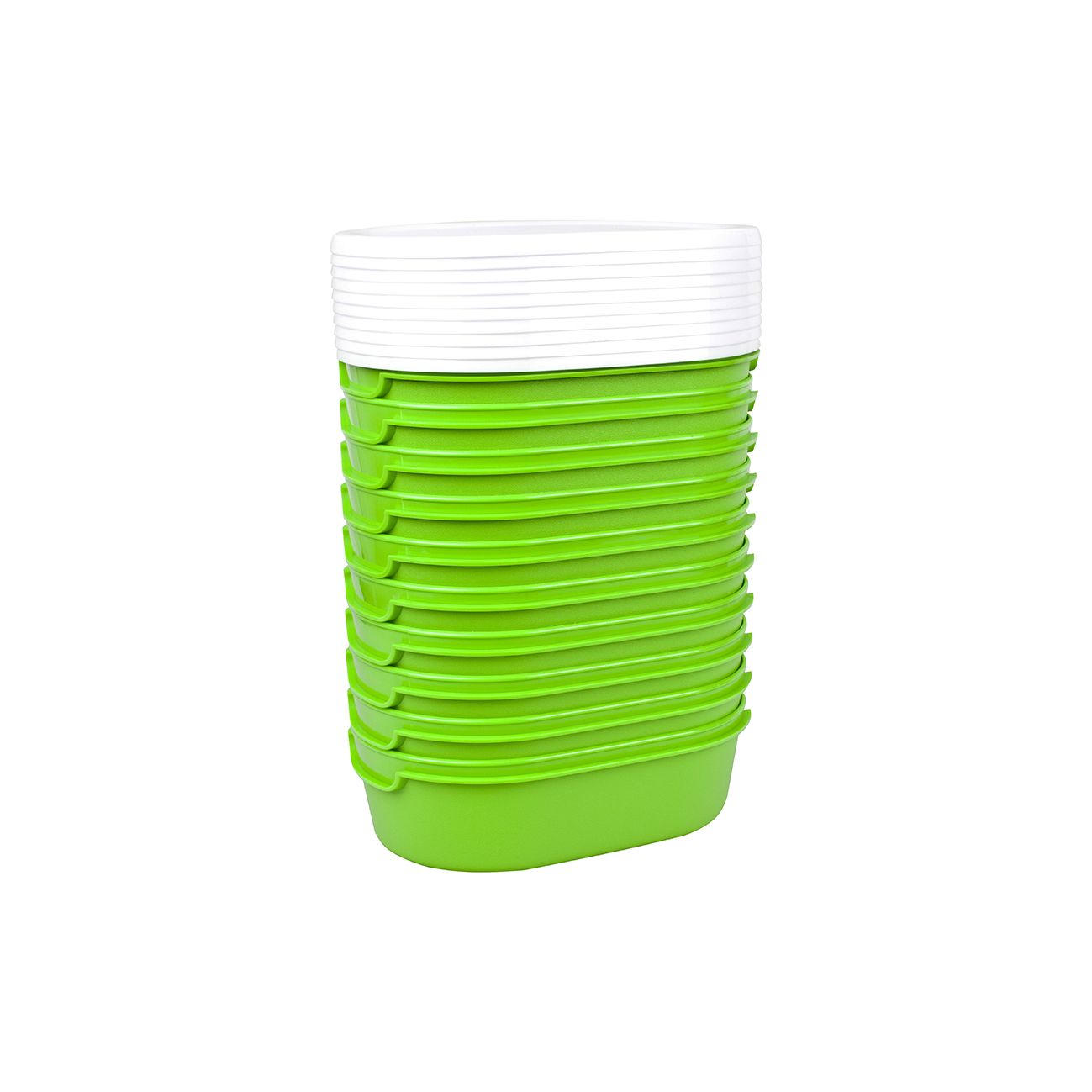 Set 10 cutii alimente, dreptunghiulare, 1,2 litri, Merienda, verzi