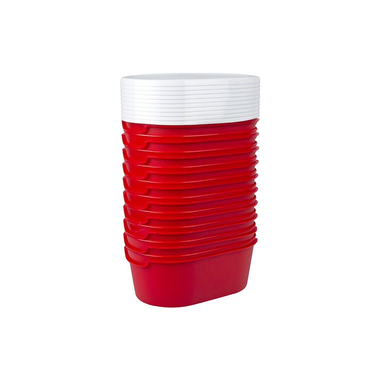 Set 10 cutii alimente, dreptunghiulare, 1,2 litri, Merienda, rosii