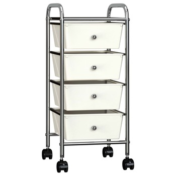 Carucior de depozitare cu 4 sertare, vidaXL, Plastic, 32 x 36,5 x 76 cm, Alb Carucior de depozitare cu 4 sertare, vidaXL, Plastic, 32 x 36,5 x 76 cm, Alb