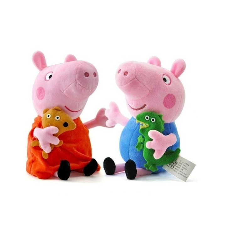 2 darabos plüss játékkészlet, Peppa Pig és George figurákkal, 40 cm, többszínű