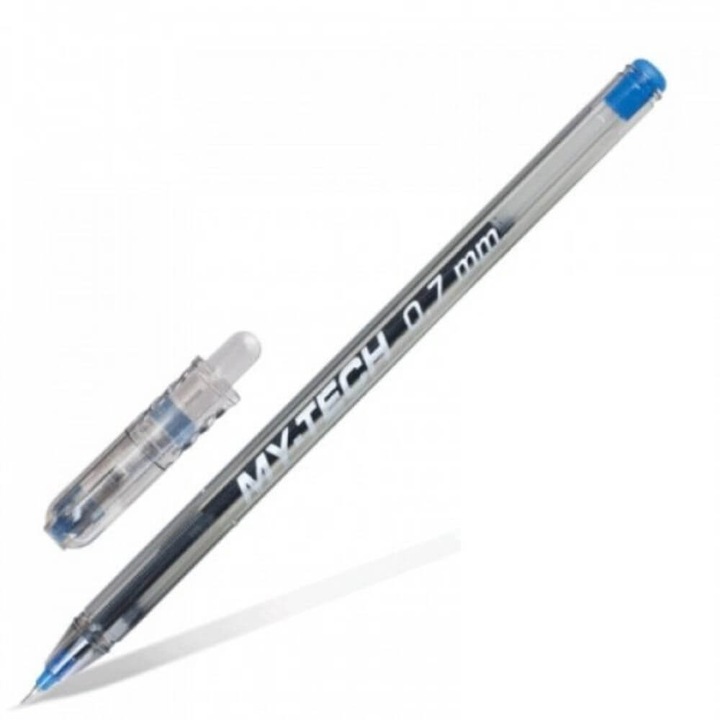 Set 25 de Pixuri PENSAN My Tech, Mina Albastra, Varf de 0.7 mm, Corp din Plastic Transparent cu Capac