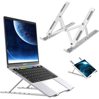 Suport Laptop, LittleDomi, Ajustabil 6 Trepte, Non-Alunecos, Portabil, Aluminiu Solid, Design Special Disipare Caldura, Ergonomic, Ventilat pentru notebook si tableta de 7-15,6 inch Suport Laptop, LittleDomi, Ajustabil 6 Trepte, Non-Alunecos, Portabil, Aluminiu Solid, Design Special Disipare Caldura, Ergonomic, Ventilat pentru notebook si tableta de 7-15,6 inch