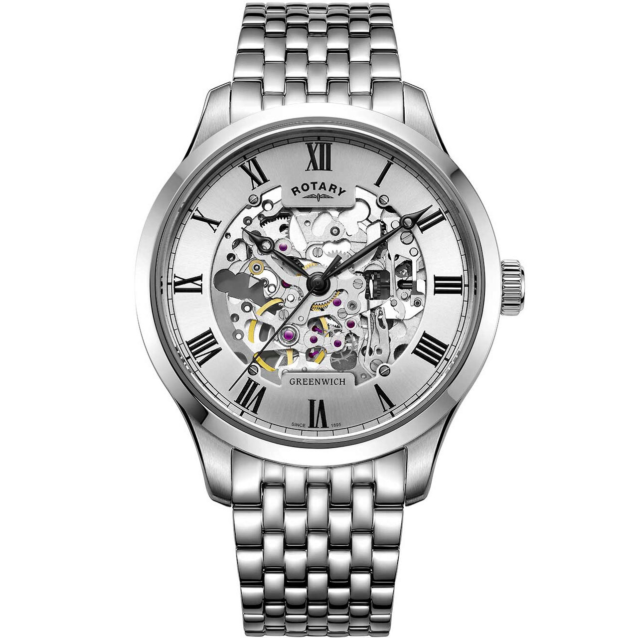 Ceas barbatesc Rotary GB02940/06, Automatic, 42mm, 5ATM, Argintiu
