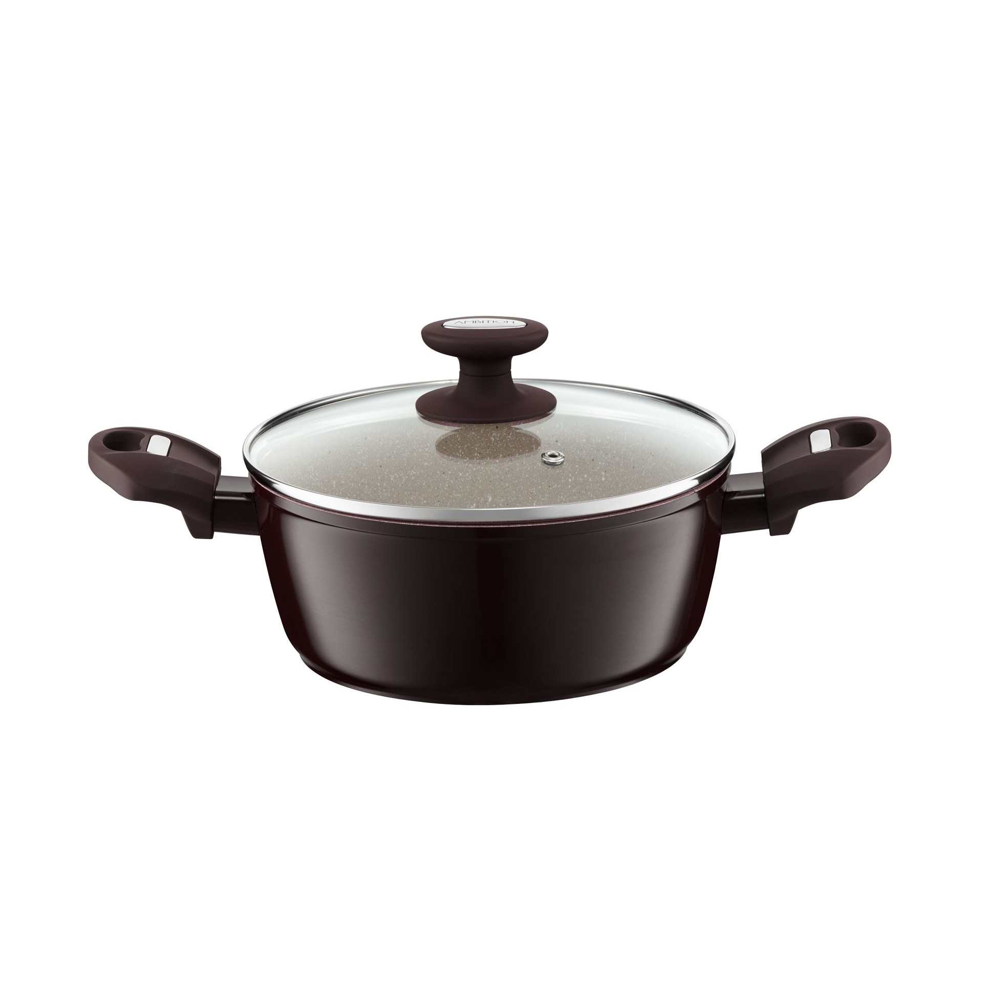 Oala cu capac Ambition 24cm acoperire Qualum Basic Stone Edition Brown Stone