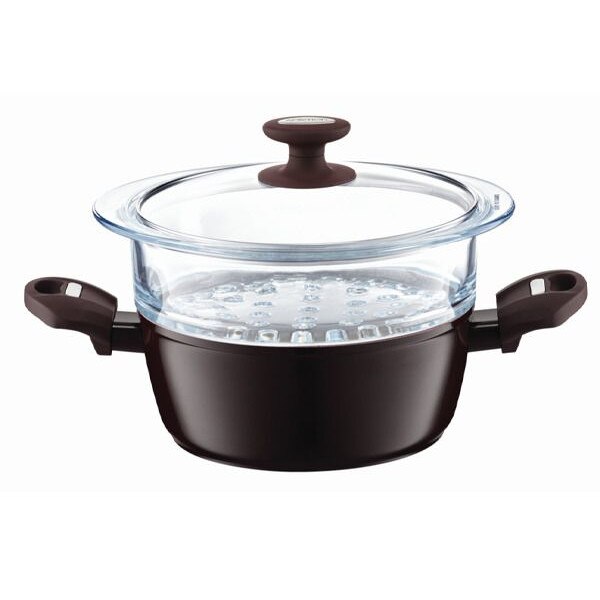 Oala aburi Ambition 20cm acoperire Qualum Basic Stone Edition Brown Stone