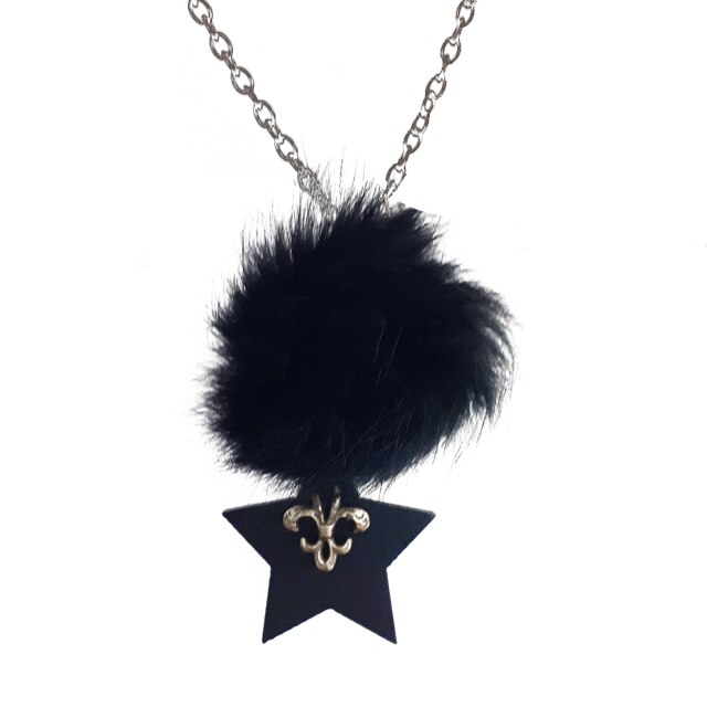 Lantisor vintage dama, negru, 74 cm lungime