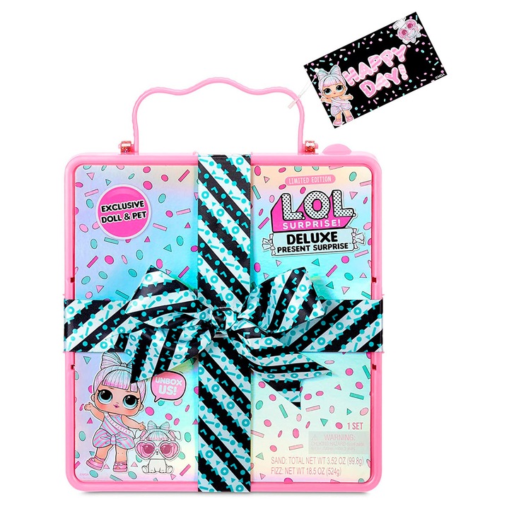 Кукла LOL изненада, Подарък Surprise Deluxe Pink с изключителна кукла и животно