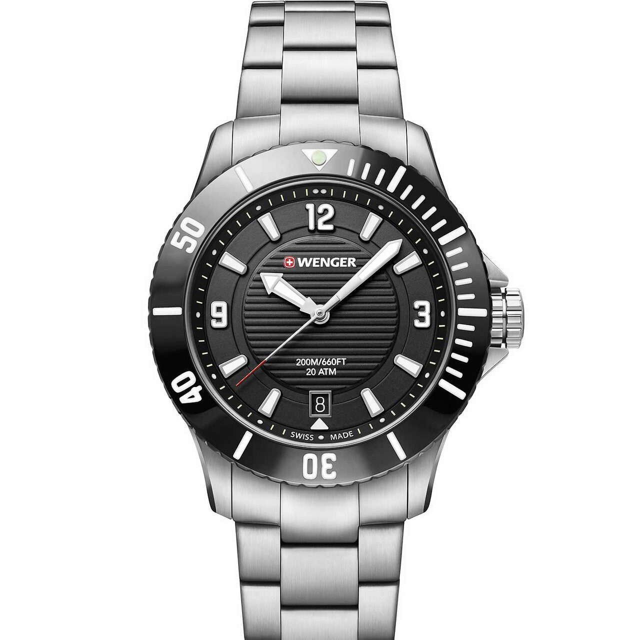 Ceas de dama Wenger 01.0621.109, Quartz, 36mm, 20ATM, Argintiu
