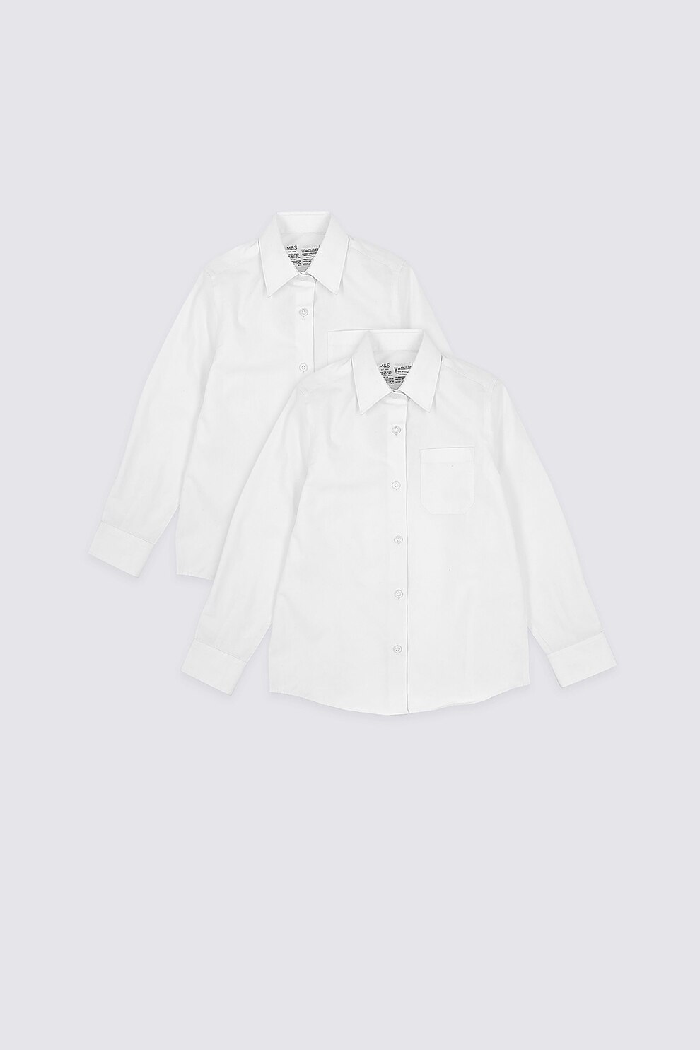 Marks & Spencer, Set de camasi cu buzunare pe piept - 2 piese, Alb prafuit, Alb prafuit
