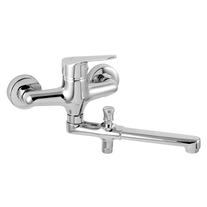 Baterie Ferro perete cada/dus, crom cu pipa mobila fara accesorii, Iris New