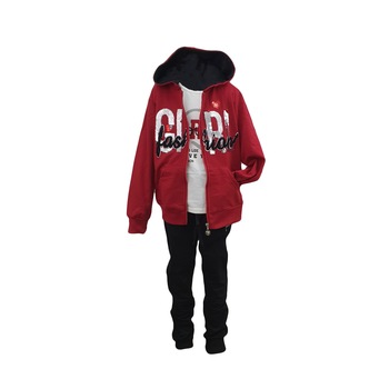 Trening flausat model Girl, trei piese grena-negru, marime 128 cm, varsta 8 ani Trening flausat model Girl, trei piese grena-negru, marime 128 cm, varsta 8 ani