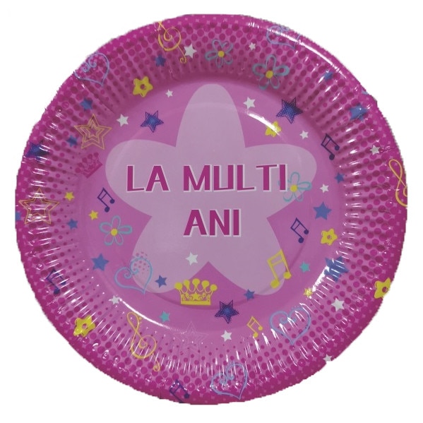 Set 8 farfurii din carton , roz , 18 cm