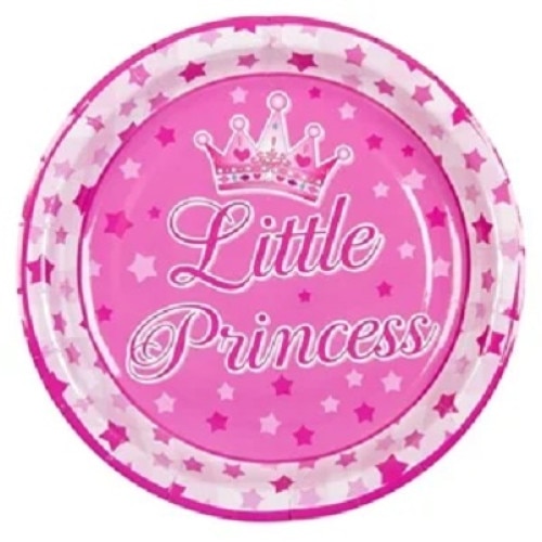 Set 6 farfurii de carton 18 cm Little princess, roz