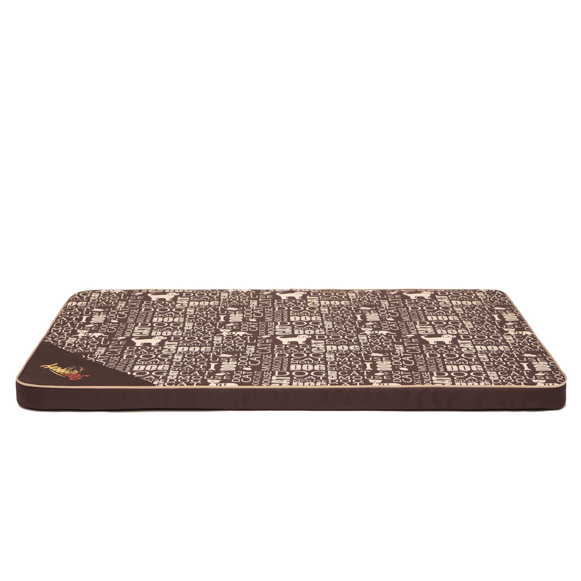 Saltea usoara pentru animale, maro cu inscriptii, Hobbydog, M - 80x54 cm
