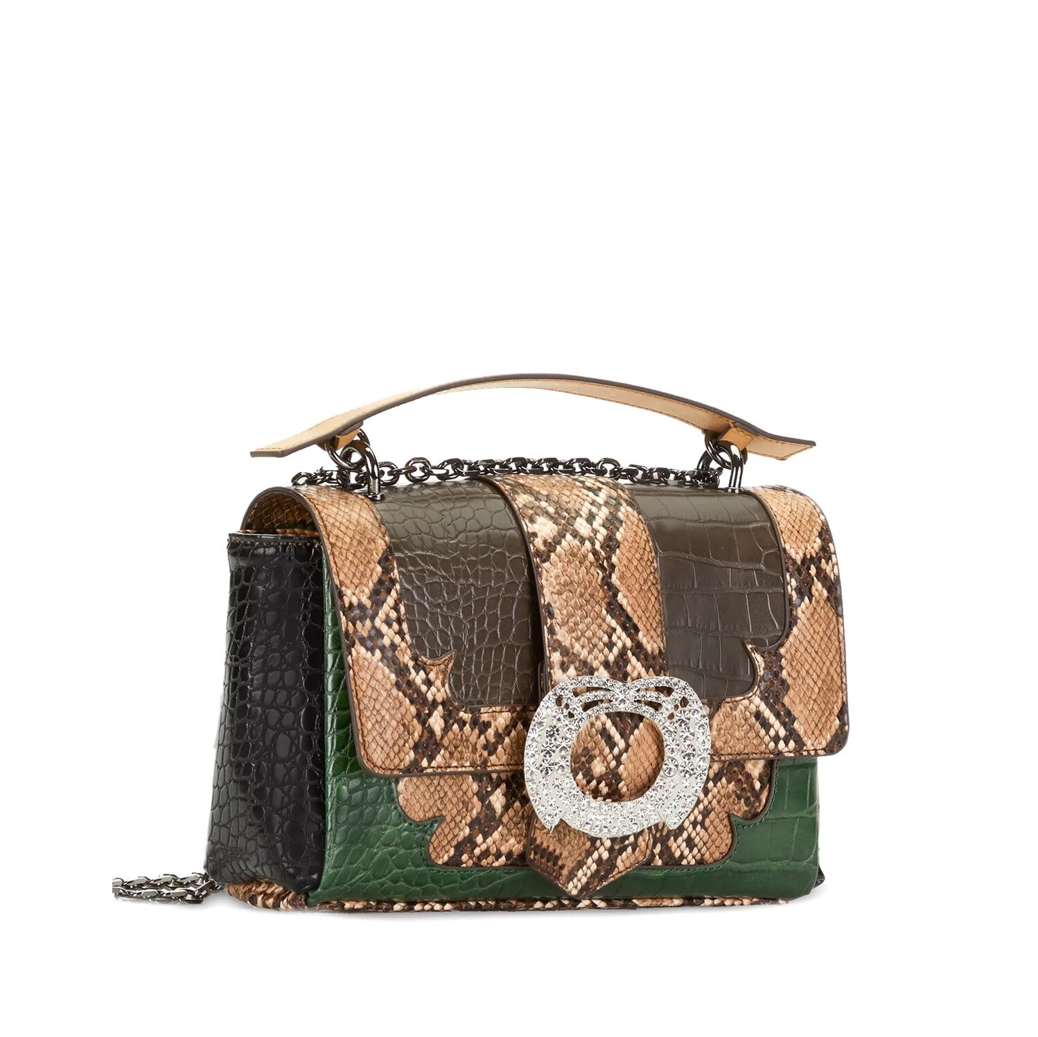 Geanta de umar de dama, Manila Grace, Alice B137EM, Piele ecologica, Neagra, 22x15x6 cm