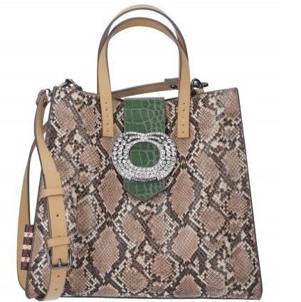 Geanta shopper de dama, Manila Grace, Felicia B119EM, Piele ecologica, Roz pal, 33x31x17,5 cm