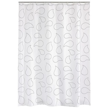 Perdea de dus cu imprimeu picaturi de apa RIDDER, Textil, 180 x 200 cm Alb Perdea de dus cu imprimeu picaturi de apa RIDDER, Textil, 180 x 200 cm Alb