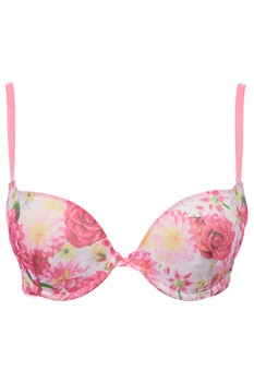 Sutien cu push-up model floral Intimamoda, Roz/Alb Sutien cu push-up model floral Intimamoda, Roz/Alb