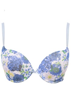 Sutien cu push-up model floral Intimamoda, Bleu/Alb Sutien cu push-up model floral Intimamoda, Bleu/Alb