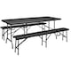 Set masa plianta + 2 banci pliabile gradina/terasa/curte, Kring Banquette, metal/plastic
