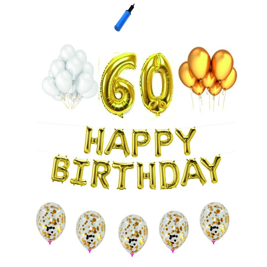 Set complet Happy Birthday , 60 ani, auriu