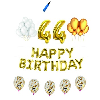 Set complet Happy Birthday , 44 ani, auriu Set complet Happy Birthday , 44 ani, auriu