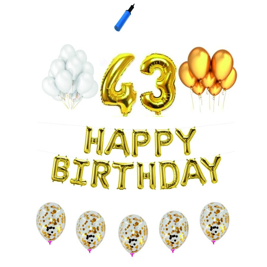 Set complet Happy Birthday , 43 ani, auriu