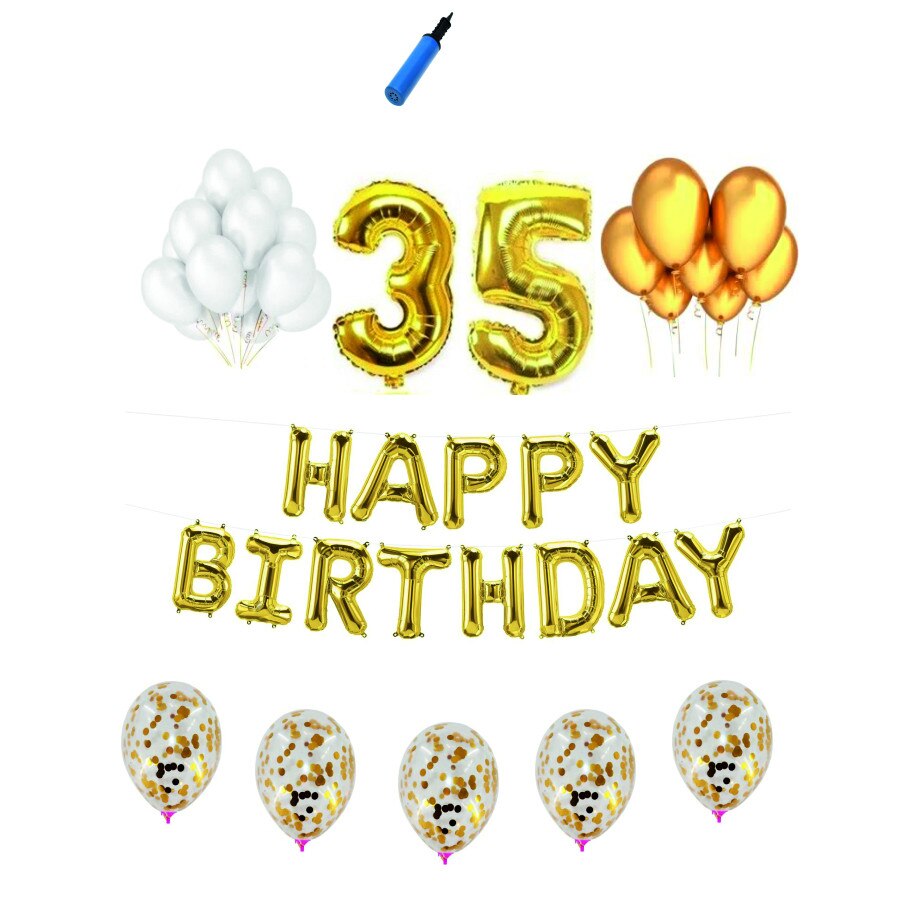 Set complet Happy Birthday , 35 ani, auriu