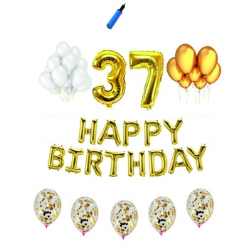 Set complet Happy Birthday , 37 ani, auriu Set complet Happy Birthday , 37 ani, auriu