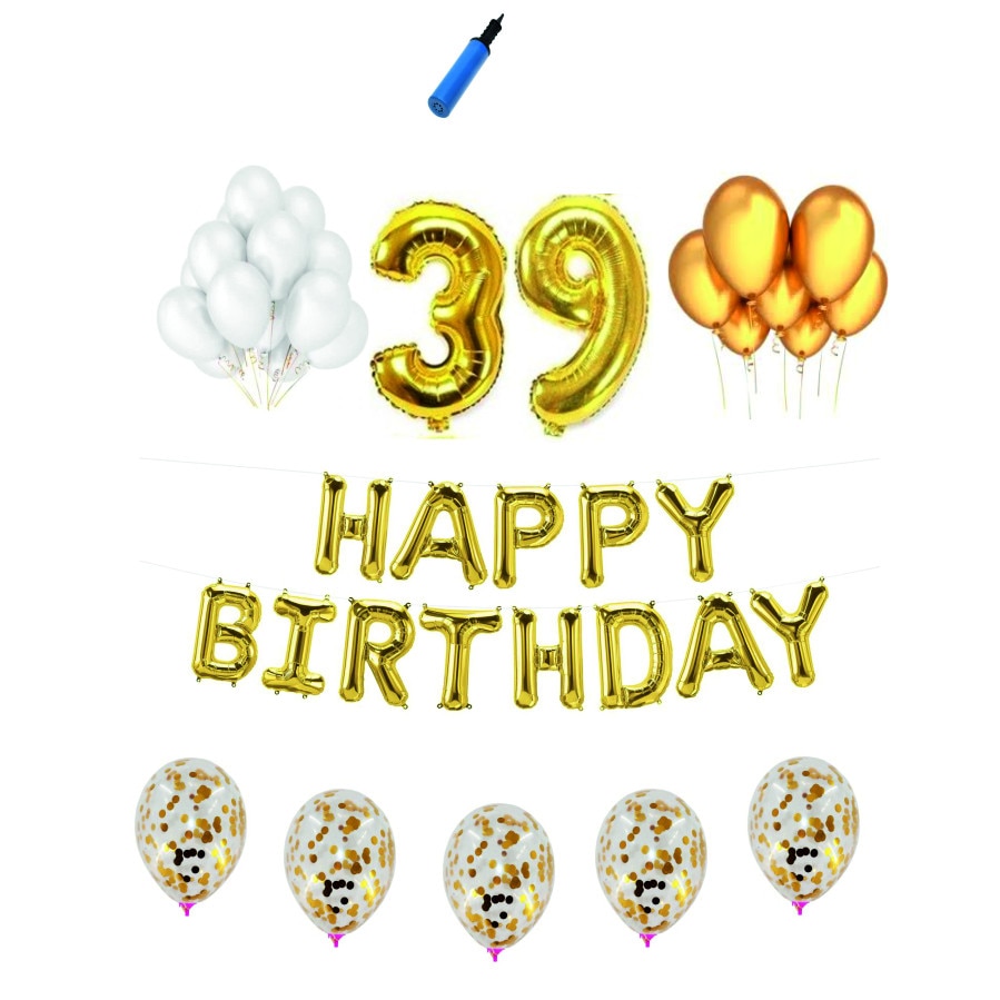 Set complet Happy Birthday , 39 ani, auriu