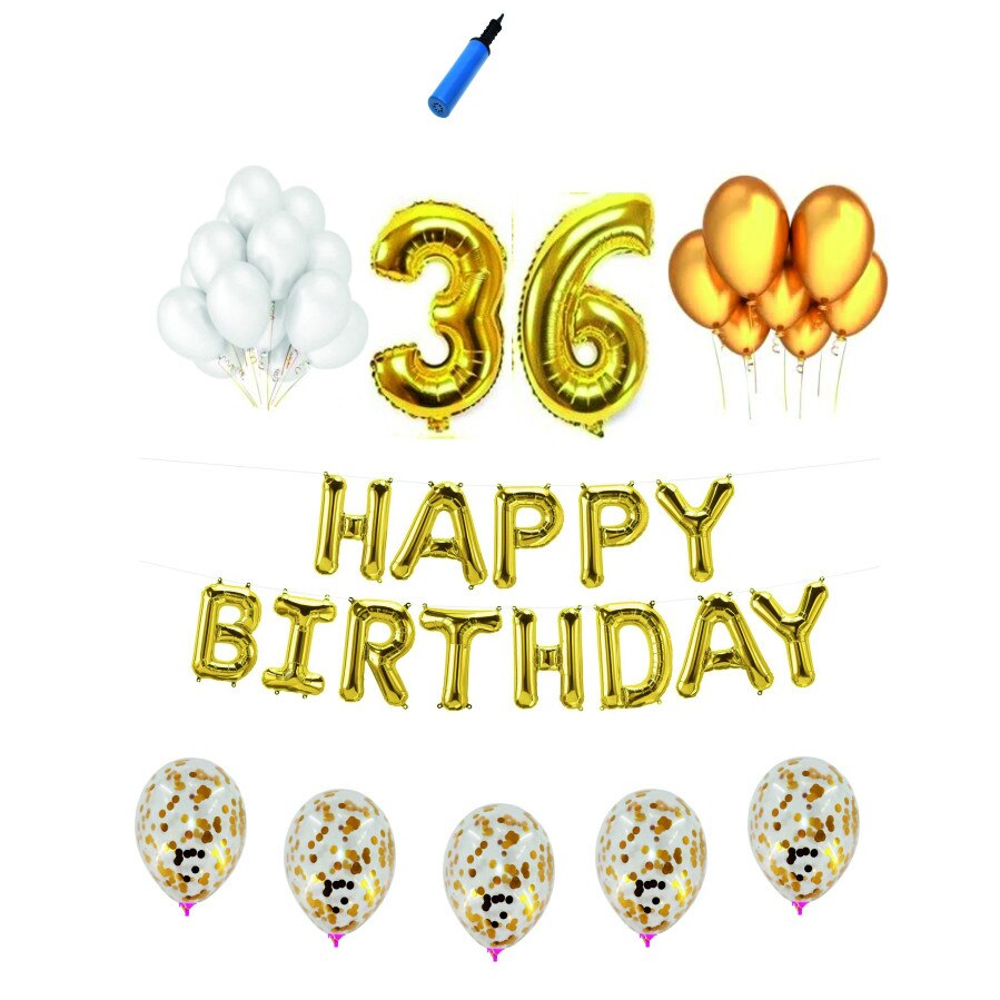 Set complet Happy Birthday , 36 ani, auriu