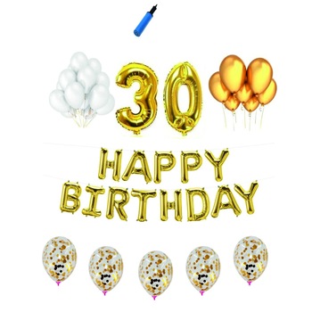 Set complet Happy Birthday , 30 ani, auriu Set complet Happy Birthday , 30 ani, auriu