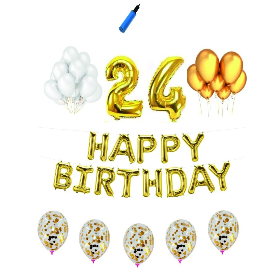 Set complet Happy Birthday , 24 ani, auriu