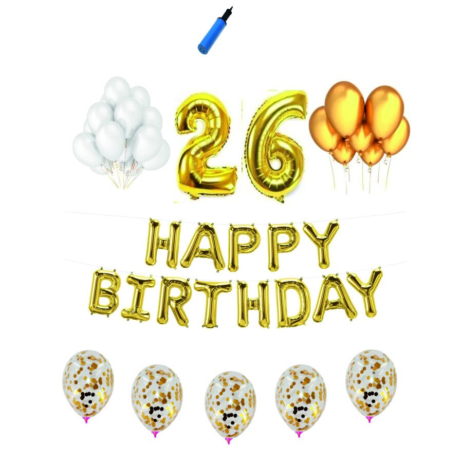Set complet Happy Birthday , 26 ani, auriu